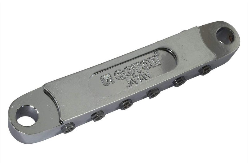 Gotoh GE103B-T Tune-O-Matic Style Guitar Bridge with Large Metic Stud Posts, Chrome - Image 3